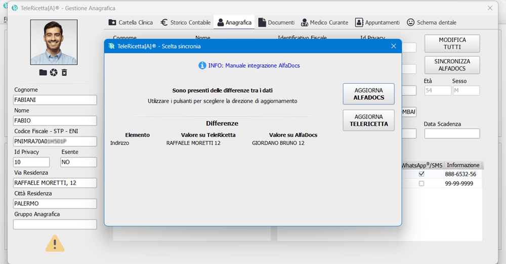 Modifica paziente manuale telericetta alfadocs